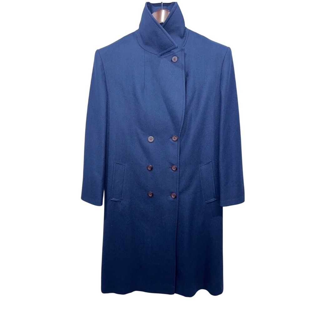 Pendleton VTG 60's Wool Overcoat Womens‎ 16 Indigo Blue Double Breasted USA T874 - Picture 2 of 16